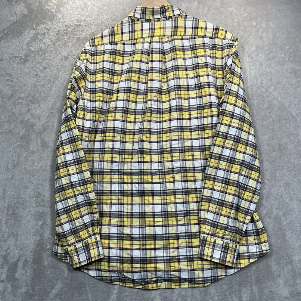 Polo Ralph Lauren Shirt XL 90s VTG Yellow Cotton Plaid Flannel Button READ